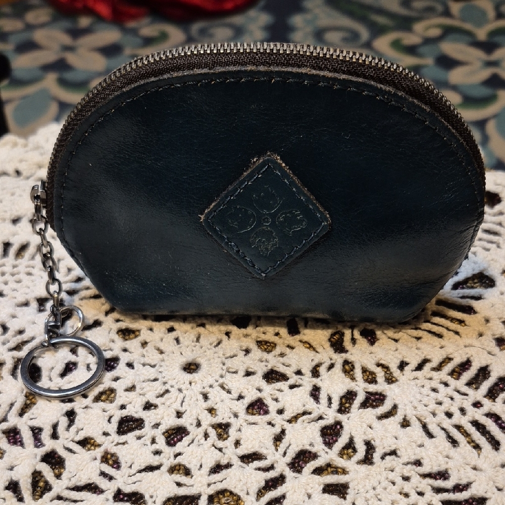 Patricia Nash Dark Green Teal Leather Coin Bag